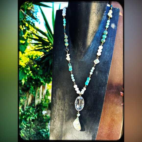 Jewelry - 2023 SALE Stone, shell & glass crystal pendant